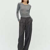 Leontina-M_Grey Pinestripe_Model_1